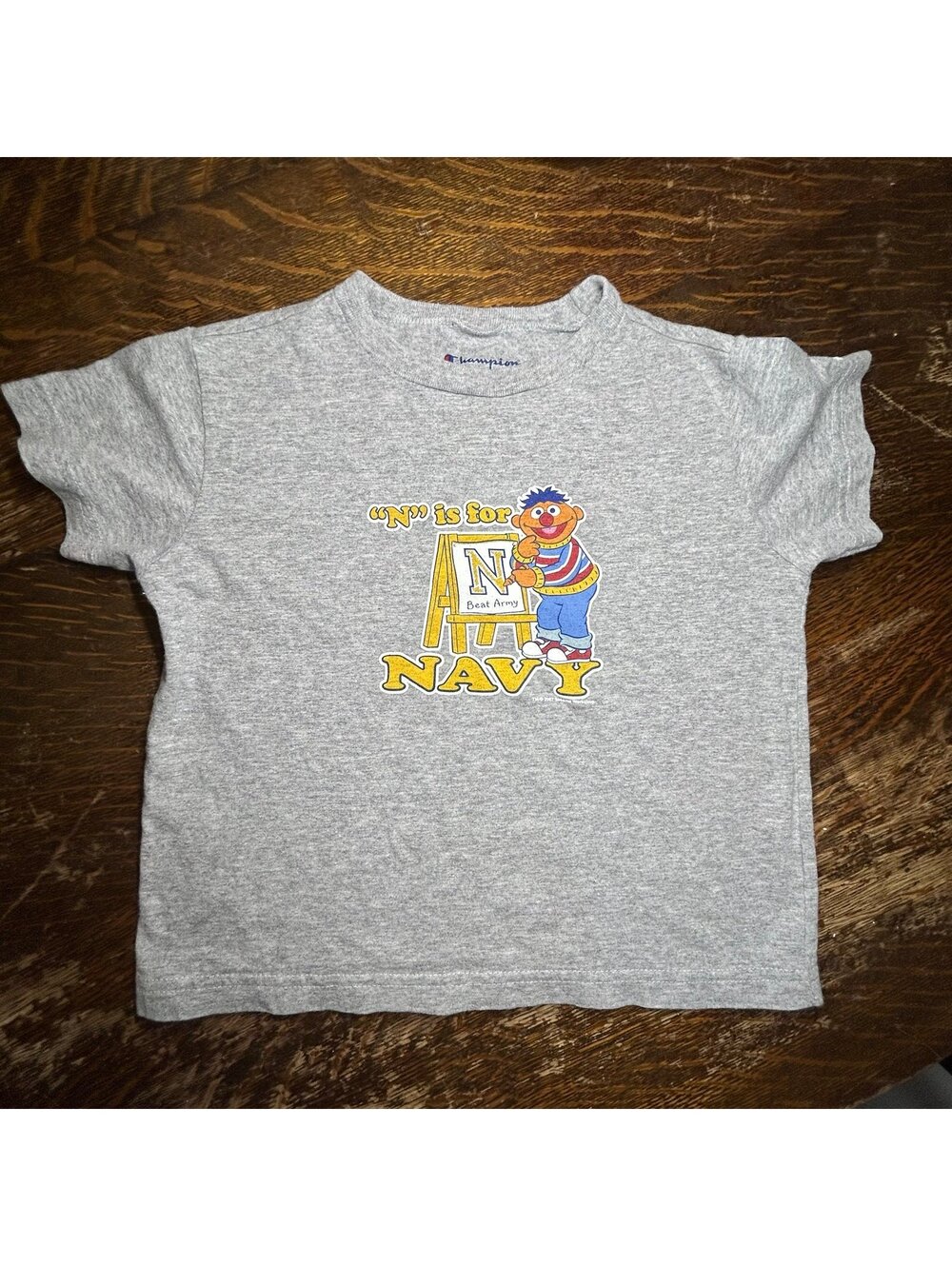 Rare V2K vintage Sesame Street Champion Navy Beat Army Military kid navy kid ‘07